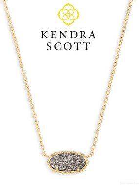 NWOT Kendra Scott Elisa Gold Platinum Drusy Pendant